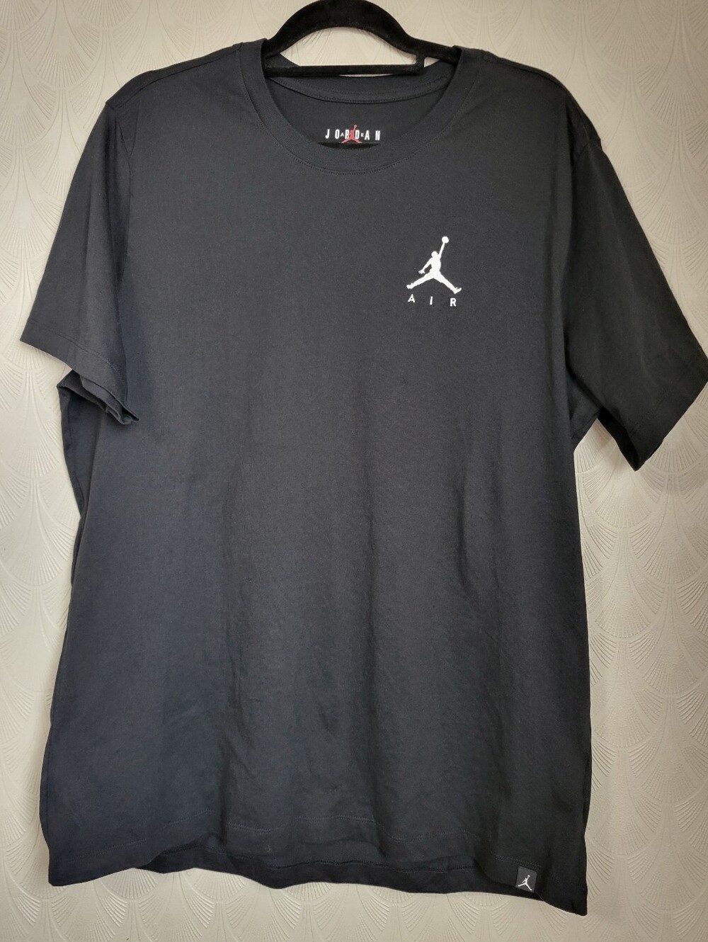 Jordan Men's Air Embroidered Jumpman Black Short Sleeve Shirt AH5296-010 size XL